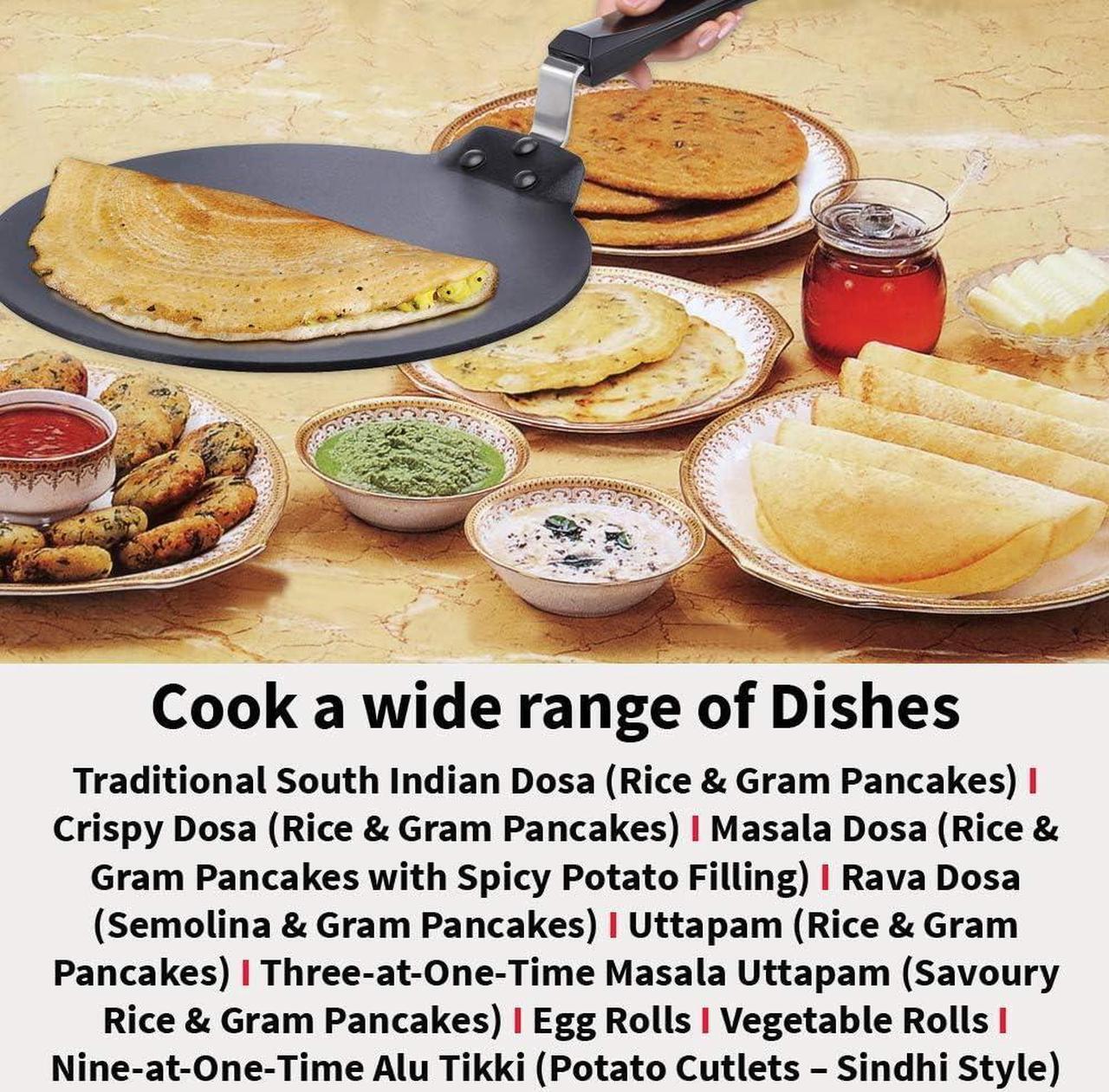 Alt view image 5 of 7 - Hawkins Futura Nonstick Dosa Tava, Diameter 33 cm (13 inch), Thickness 4.88 mm (Black) NDT33