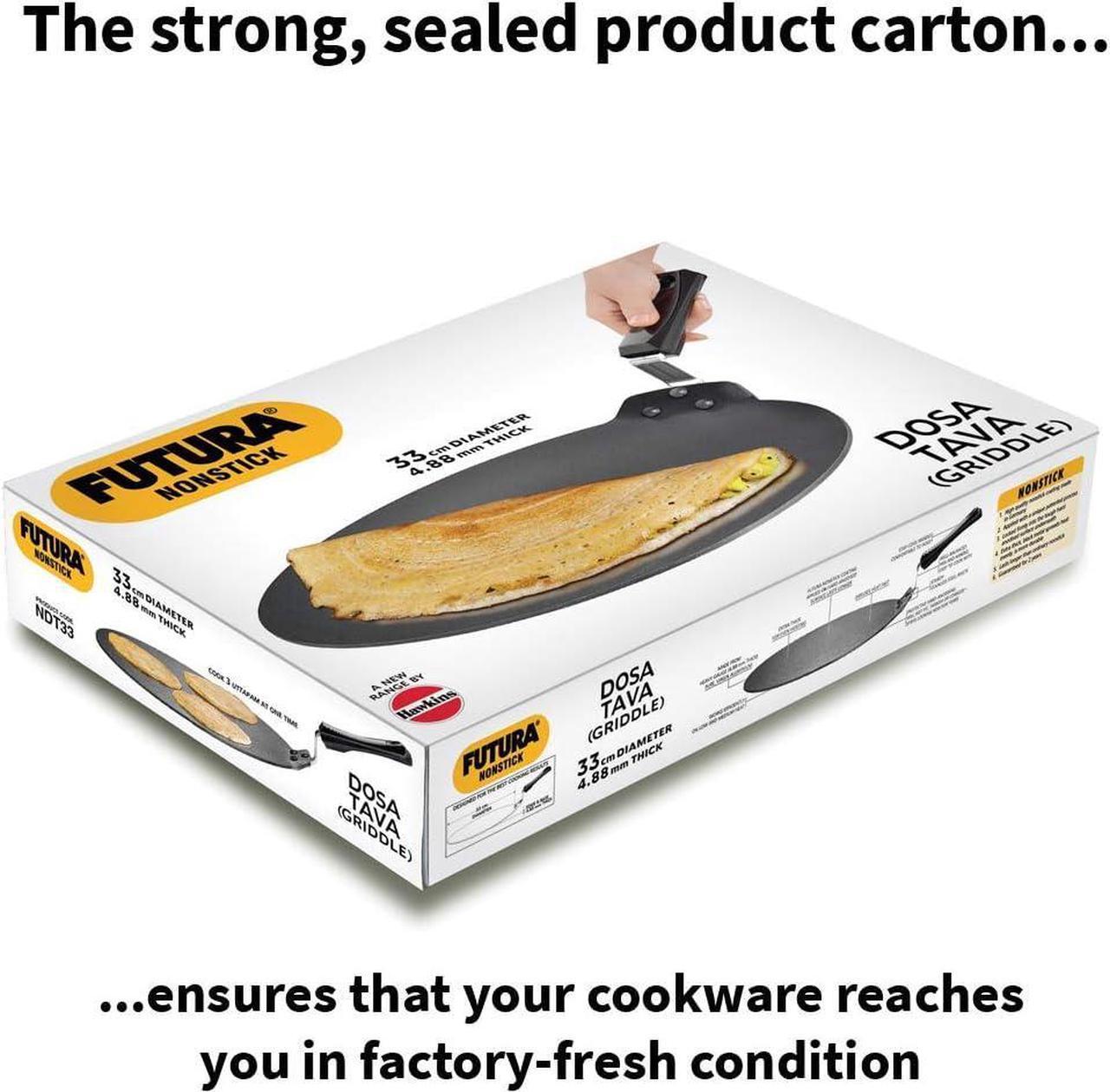 Alt view image 6 of 7 - Hawkins Futura Nonstick Dosa Tava, Diameter 33 cm (13 inch), Thickness 4.88 mm (Black) NDT33