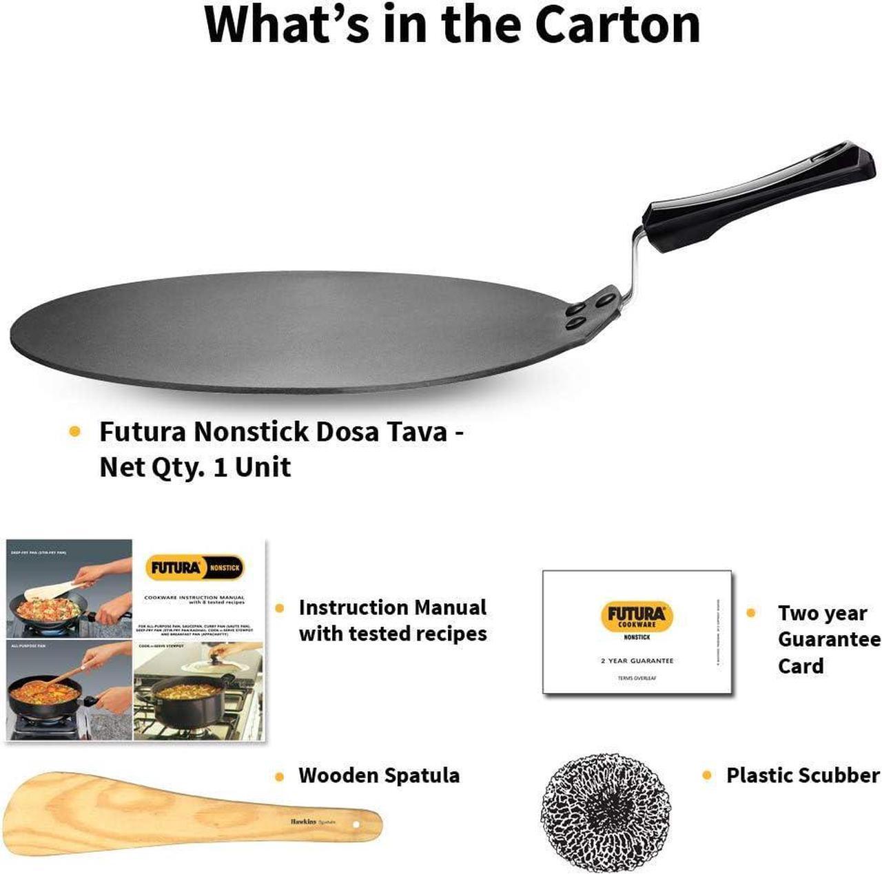 Alt view image 7 of 7 - Hawkins Futura Nonstick Dosa Tava, Diameter 33 cm (13 inch), Thickness 4.88 mm (Black) NDT33