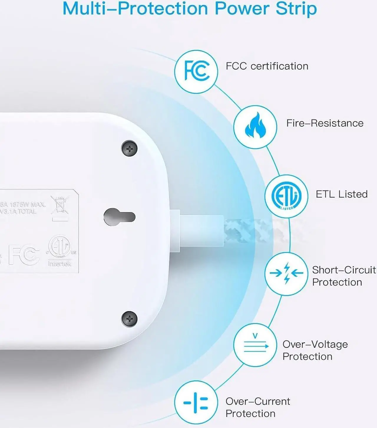 Alt view image 7 of 7 - Cruise Ship Essentials, Travel Power Strip with USB C, Flat Plug Extension Cord 10 FT with 3 Outlets 4 USB Ports(2 USB C), Desk Wall Outlet Extender, Non Surge Protector for Cruise, Dorm Room, ETL