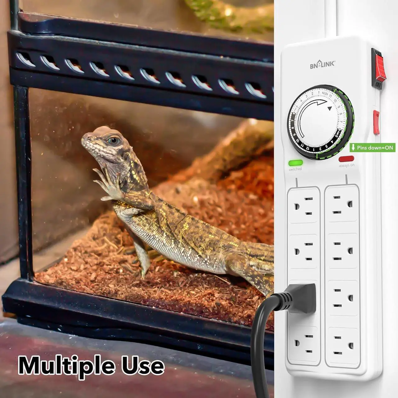 Alt view image 7 of 7 - BN-LINK 8 Outlet Surge Protector with Mechanical Timer (4 Outlets Timed, 4 Outlets Always On) - White