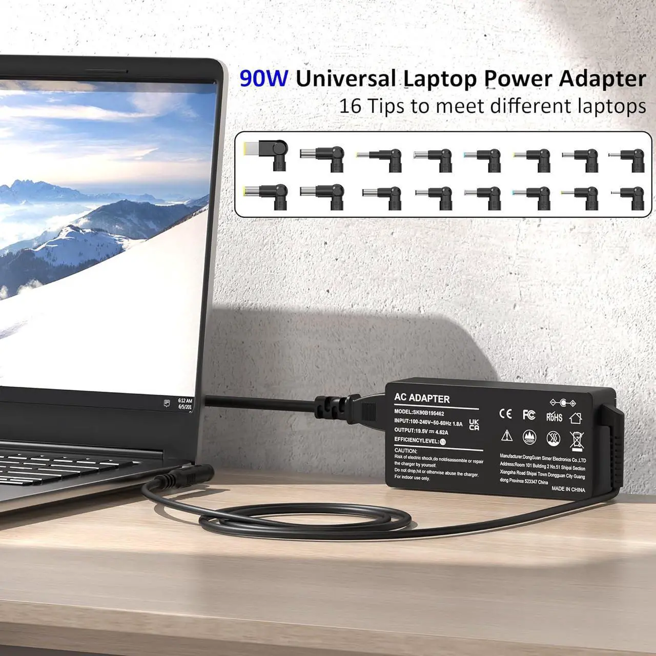 Alt view image 6 of 7 - Universal AC Adapter 90W Laptop Charger Compatible with  HP     Gateway Notebook Ultrabook Chromebook Pavilion EliteBook Inspiron Latitude ThinkPad and More with 16 Tips?