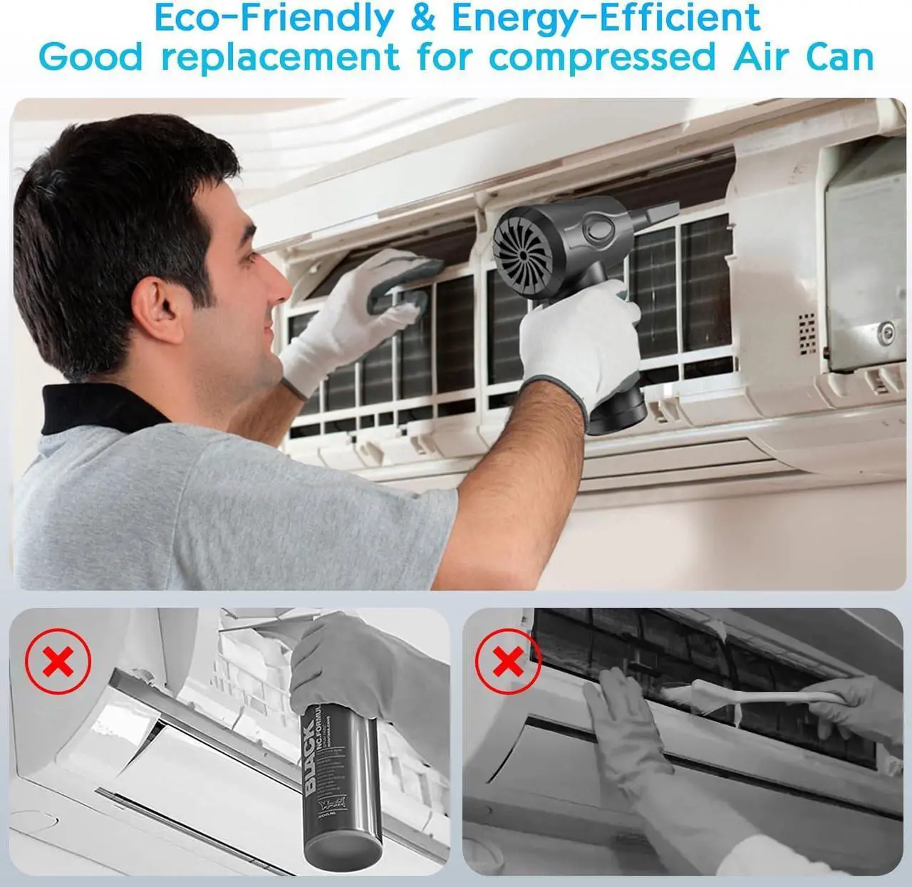 Alt view image 2 of 7 - Kairiyard Compressed Air Duster, 51000RPM Electric Air Duster Good Replace Compressed Canned Air 6000mAh Rechargeable Portable Cordless Air Duster Can for Computer PC Keyboard Electronics Cleaning