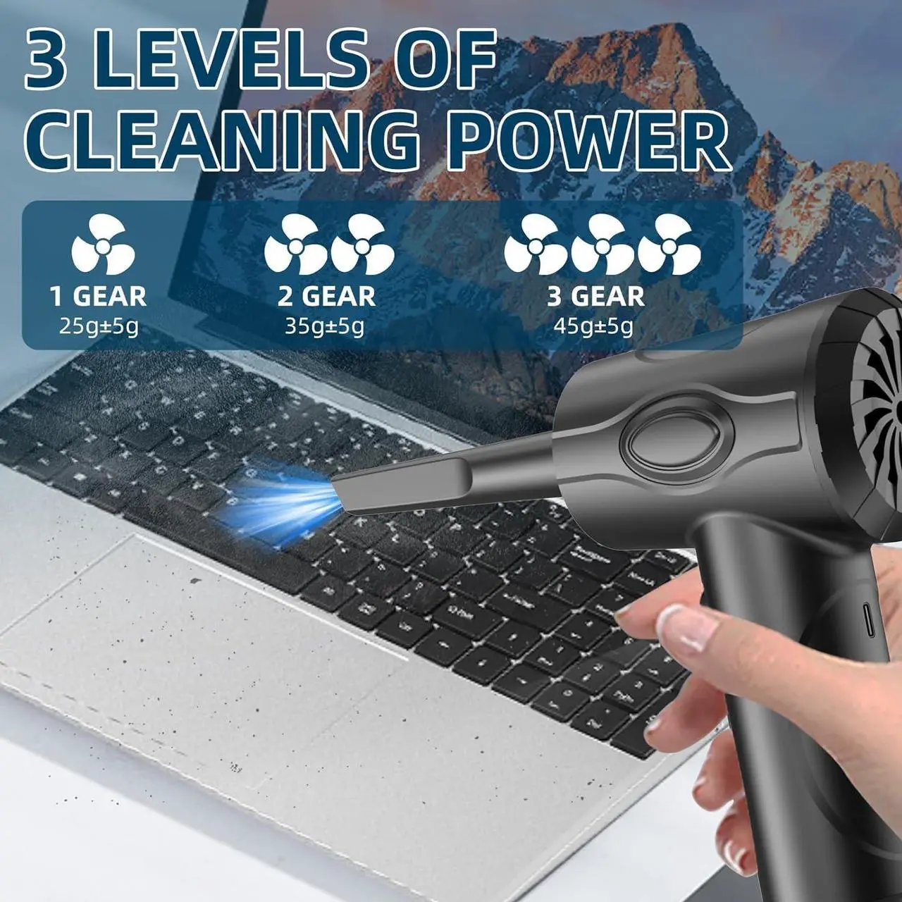 Alt view image 4 of 7 - Kairiyard Compressed Air Duster, 51000RPM Electric Air Duster Good Replace Compressed Canned Air 6000mAh Rechargeable Portable Cordless Air Duster Can for Computer PC Keyboard Electronics Cleaning