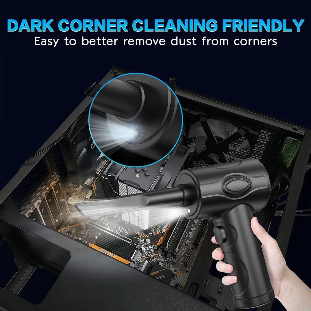 Alt view image 7 of 7 - Kairiyard Compressed Air Duster, 51000RPM Electric Air Duster Good Replace Compressed Canned Air 6000mAh Rechargeable Portable Cordless Air Duster Can for Computer PC Keyboard Electronics Cleaning