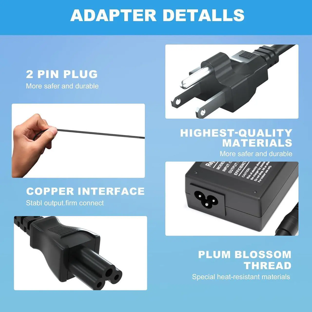 Alt view image 6 of 6 - 19V Power Cord for Acer Monitor SB220Q R240HY S230HL SA230 SB230 H236HL SB240Y SB270 SA270 S201HL S231HL S271HL S240HL S241HL G276HL Replacement 65W LCD LED Display Power Supply AC Adapter Charger