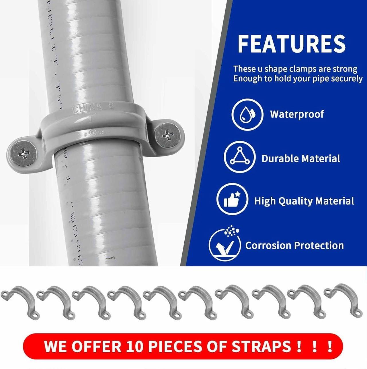 Alt view image 4 of 7 - (1 inch Dia * 50 Feet) Yariwiz Flexible Electrical Conduit Liquid Tight PVC Conduit Kit with 5 PCS Coupling, 3 PCS Elbow and 10 PCS Strap, Sealtight Seal Flex Liquidtight Outdoor Non Metallic Grey