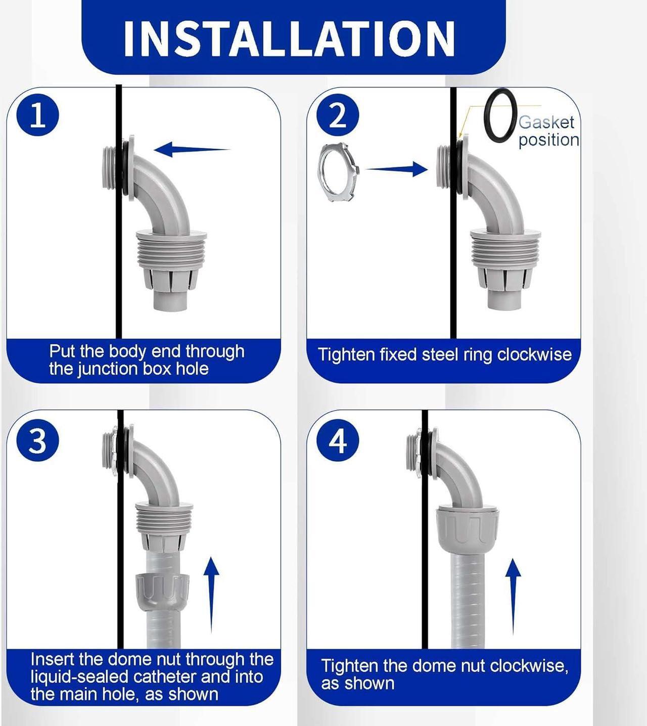 Alt view image 7 of 7 - (1 inch Dia * 50 Feet) Yariwiz Flexible Electrical Conduit Liquid Tight PVC Conduit Kit with 5 PCS Coupling, 3 PCS Elbow and 10 PCS Strap, Sealtight Seal Flex Liquidtight Outdoor Non Metallic Grey