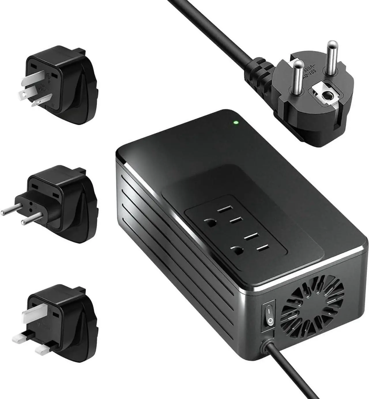 Main image of 1200W Universal Travel Adapter Converter Step-Down 220V to 110V, 2 lbs Light Weight, Stable Pure Sine Wave, for Hair dryers, straighteners, Curling Irons, Coffee Makers (Black)