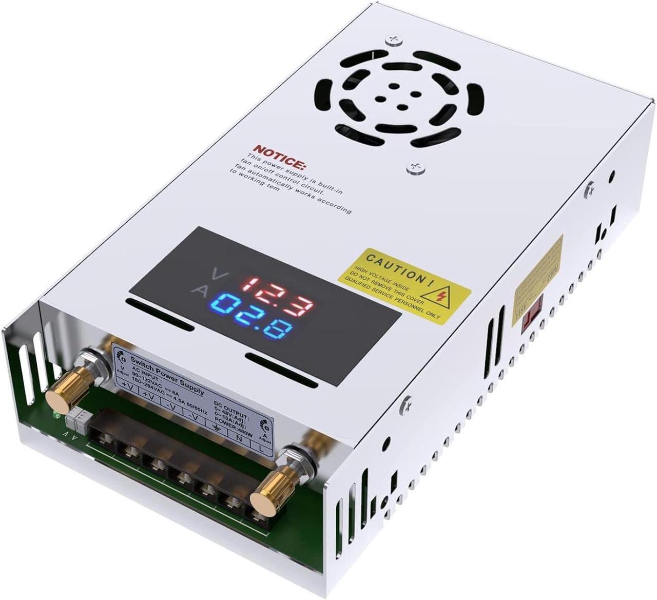 Main image of New Version DC Converter Digital Display 110V, 48V Adjustable dc Power Supply 480W 10A,Variable Switch Transformer Regulated 5V 10V 12V 24V 48V Buck Converter for Car,CCTV Computer Lab.
