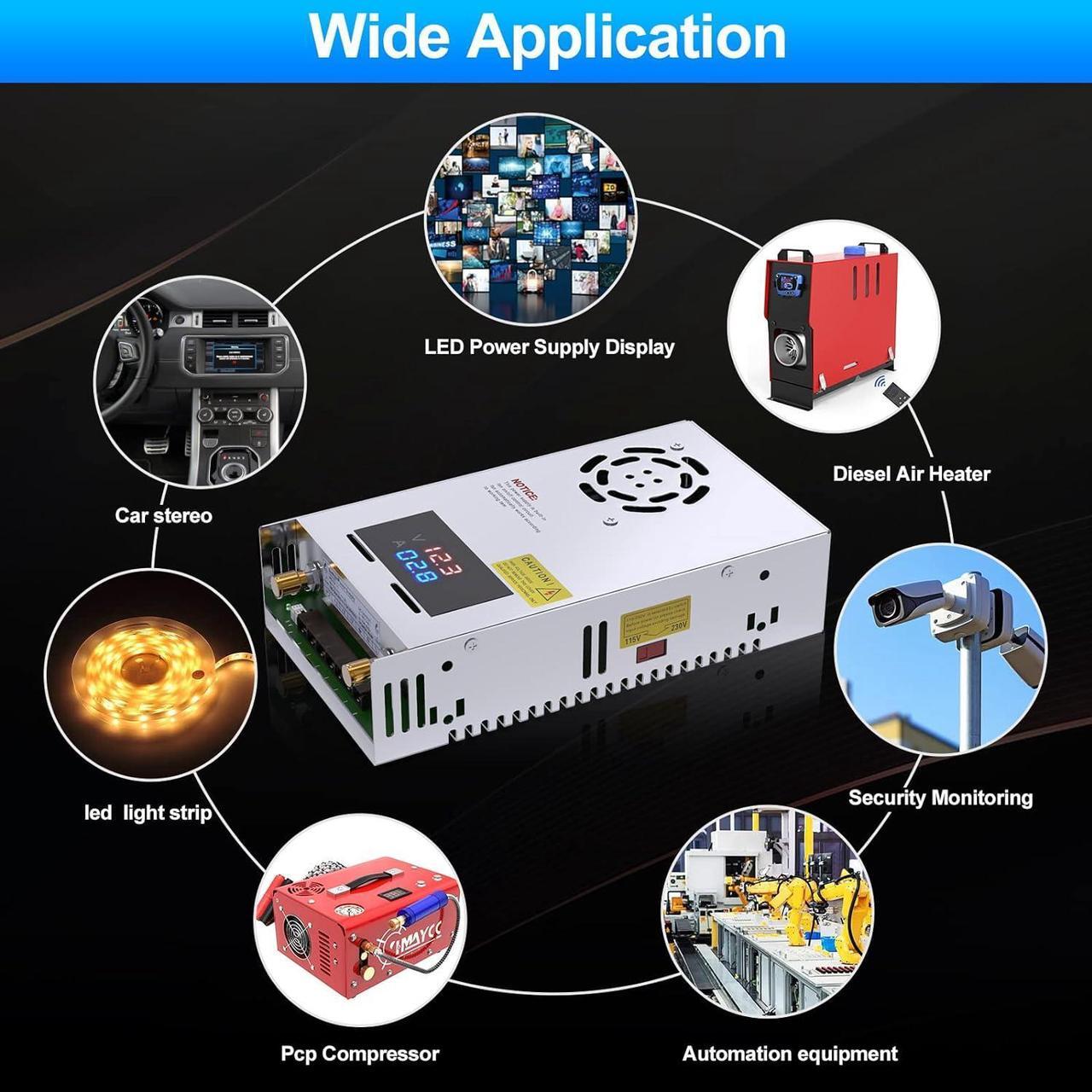 Alt view image 7 of 7 - New Version DC Converter Digital Display 110V, 48V Adjustable dc Power Supply 480W 10A,Variable Switch Transformer Regulated 5V 10V 12V 24V 48V Buck Converter for Car,CCTV Computer Lab.
