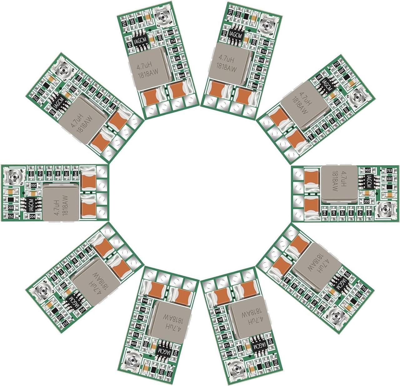 DROK 24v to 12v Step Down Converter 10pcs, Mini Voltage Reducer DC 4.5-24V to 5V, Buck Converter 12V to 5V Board 3A, Volt Step Down Transformer Power Supply Module