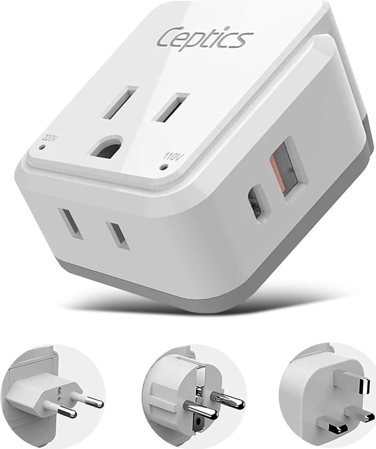 Main image of European Plug Travel Adapter Set 20W PD & QC Safe Dual USB & USB-C - 2 USA Socket - Compact - Use in Germany France Italy UK - Includes Type E/F Type C Type G SWadAPt Attachments