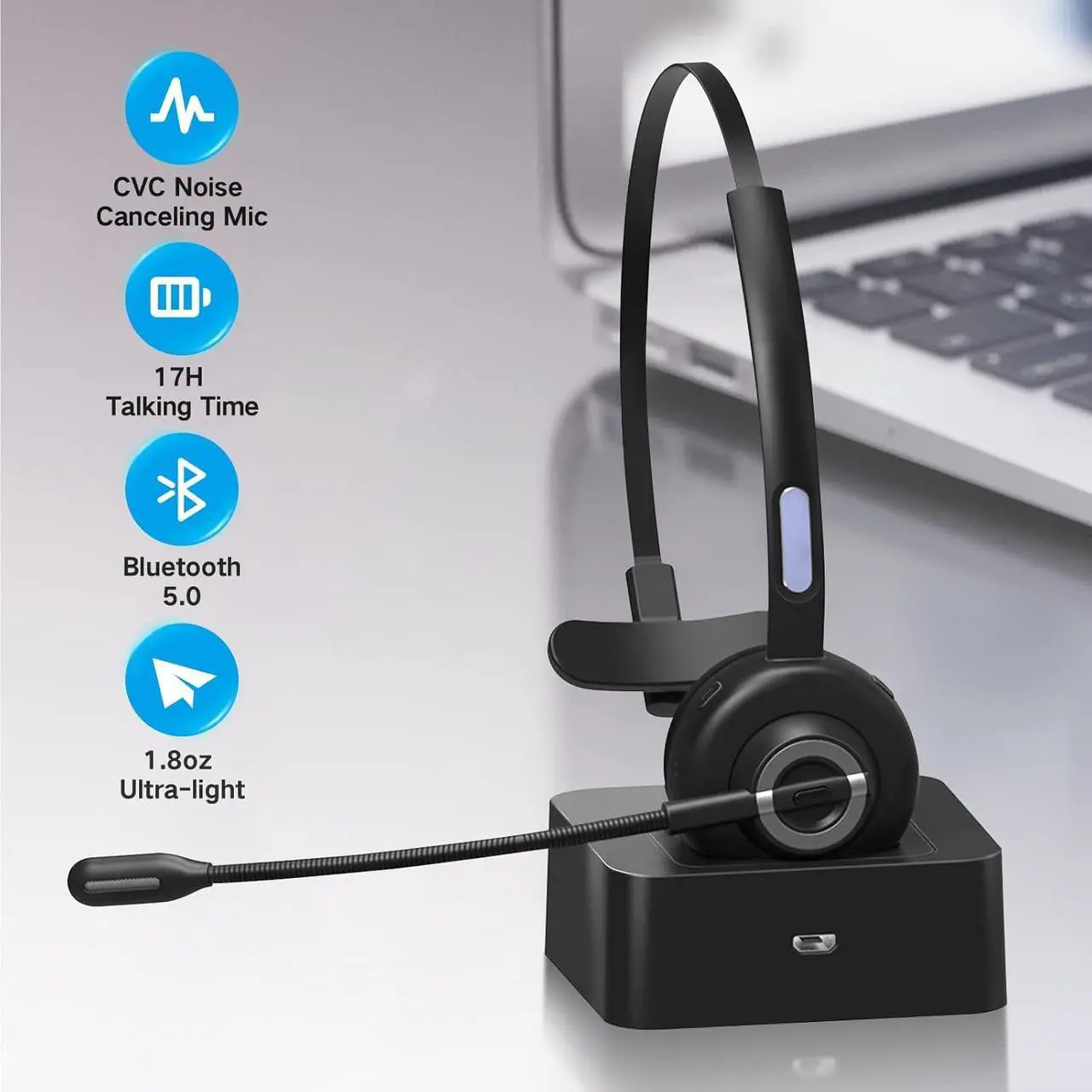 Alt view image 6 of 7 - Webcam with Headset and Microphone, Webcam with Wireless Headset, 1080P Webcam with Privacy Cover, Plug and Play Web Camera for desktop Computer Zoom Meetings, Audio Bluetooth only for Headset