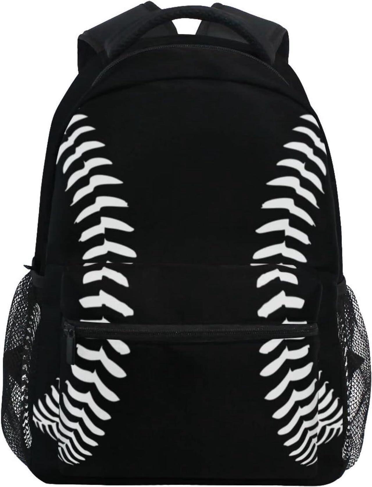 Main image of Miaoquhe Black Baseball Backpacks School Bookbag for Kids Sport Softball Backpacks Laptop Shoulder Bag for Women Girls Men Boys School Casual Daypack for Travel Hiking Camping