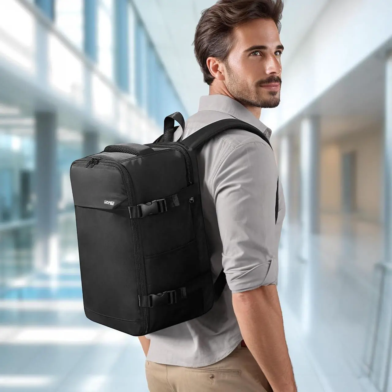 Alt view image 7 of 7 - HOMIEE Ryanair Personal Item 40x20x25 Travel Bag, 20L Carry on Backpack Flight Approved Underseat Hand Luggage Cabin Bag Fits 15.6 Inch Laptop for Weekender Gifts, Black
