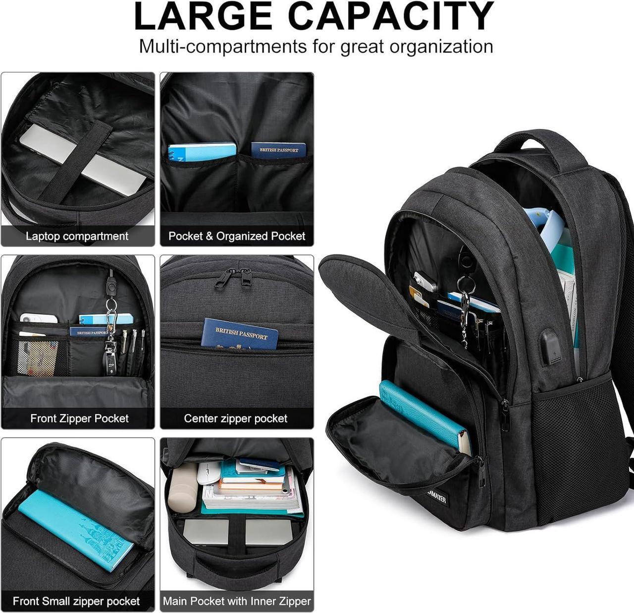 Alt view image 2 of 7 - Black Backpack for School, School BackPack for Teens,Boys and Girls,Students, with 15.6 inch Laptop Bookbags for Middle school,Large Back Pack with Compartments for Men & WomenONLY BACKPACK