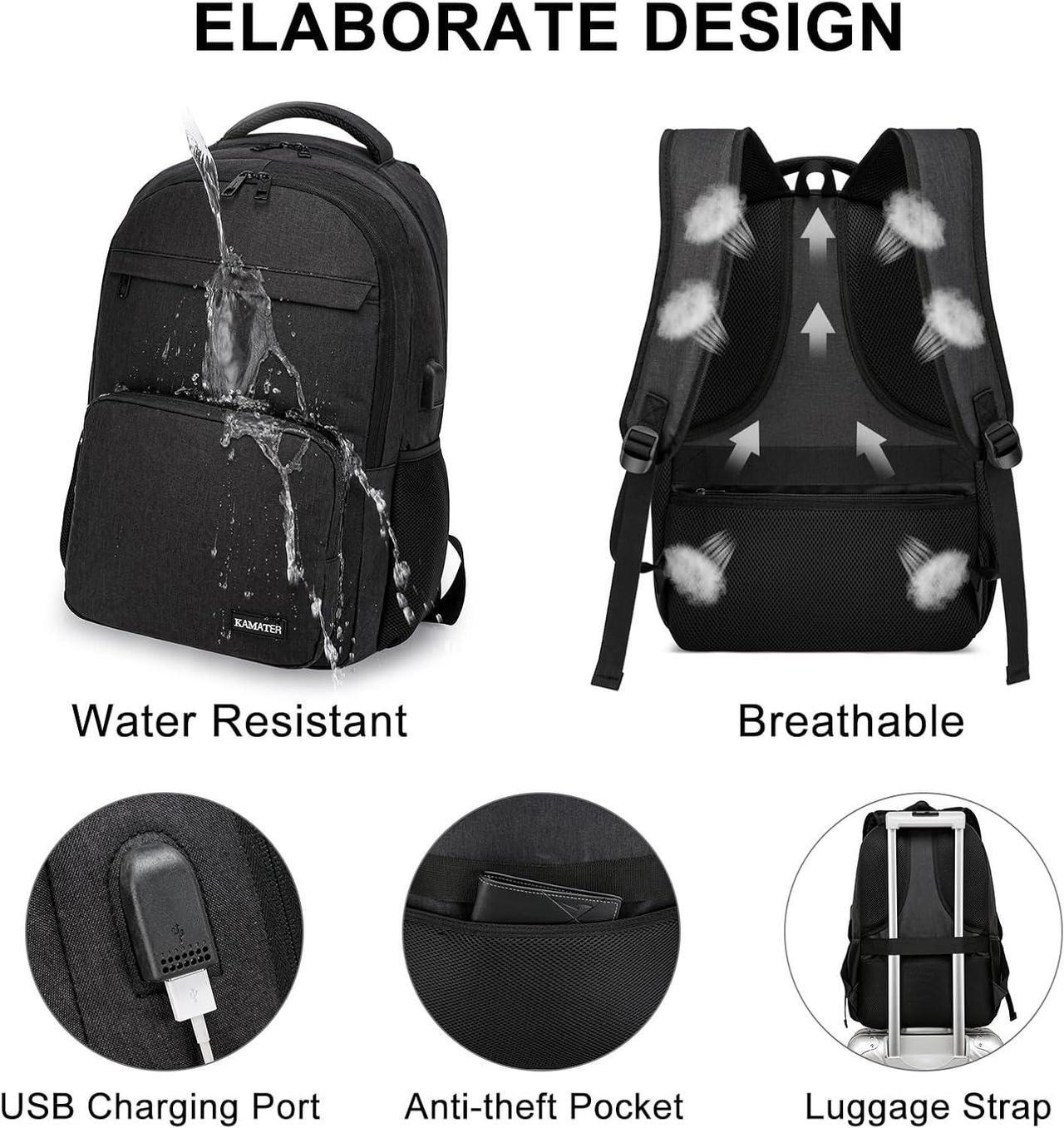Alt view image 5 of 7 - Black Backpack for School, School BackPack for Teens,Boys and Girls,Students, with 15.6 inch Laptop Bookbags for Middle school,Large Back Pack with Compartments for Men & WomenONLY BACKPACK