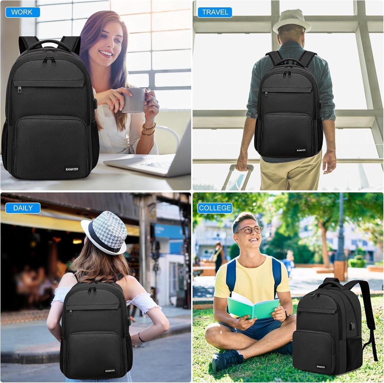 Alt view image 7 of 7 - Black Backpack for School, School BackPack for Teens,Boys and Girls,Students, with 15.6 inch Laptop Bookbags for Middle school,Large Back Pack with Compartments for Men & WomenONLY BACKPACK