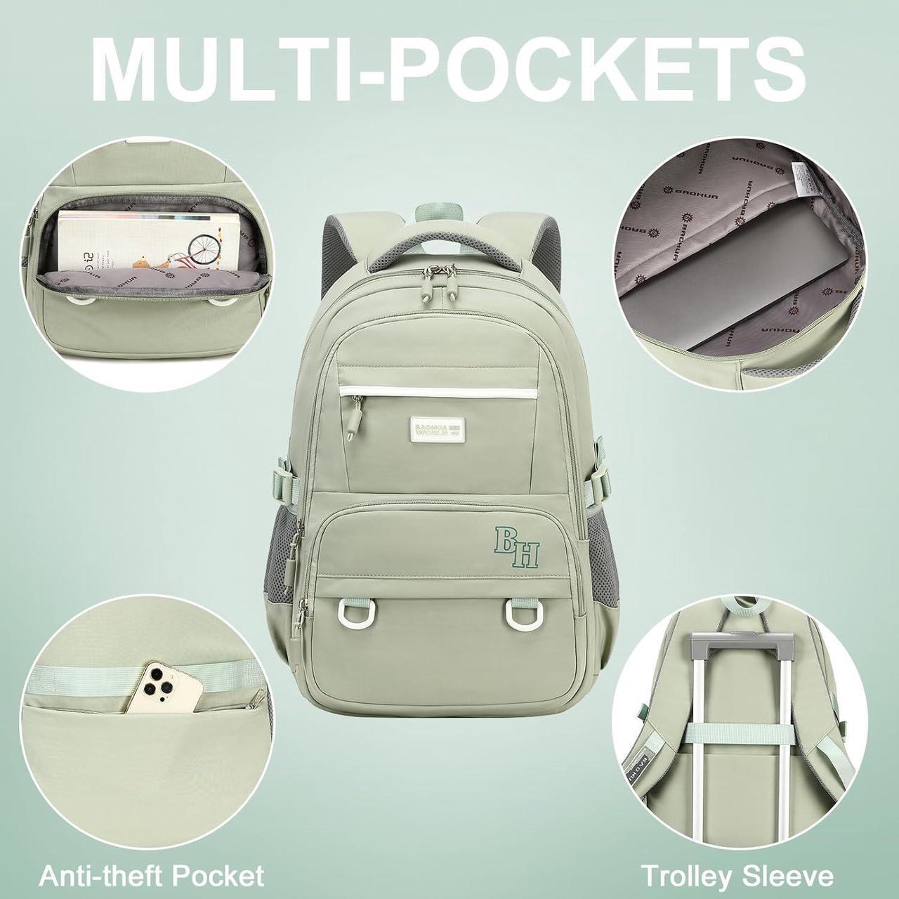 Alt view image 5 of 7 - CAMTOP Laptop Backpack 15.6 Inch College Middle School Teen Girls BookBag Travel Backpacks Casual Daypacks (17 Inch, Sage Green)