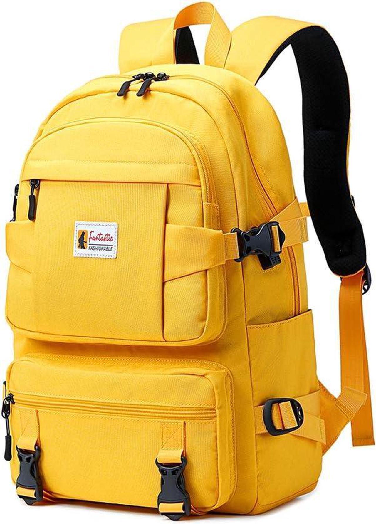 Main image of College Backpack Teen Lightweight School Book Bag with USB Charger Port Casual Daypack (Yellow) for Women Men Youth