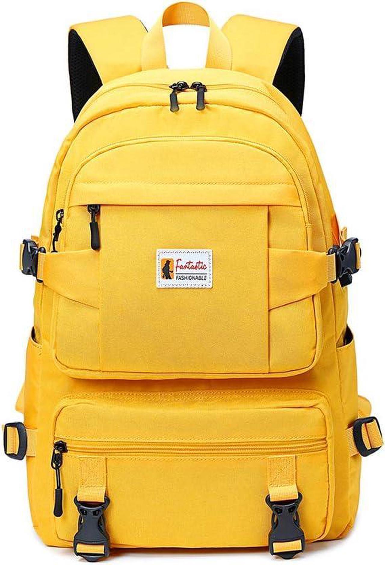 Alt view image 3 of 7 - College Backpack Teen Lightweight School Book Bag with USB Charger Port Casual Daypack (Yellow) for Women Men Youth