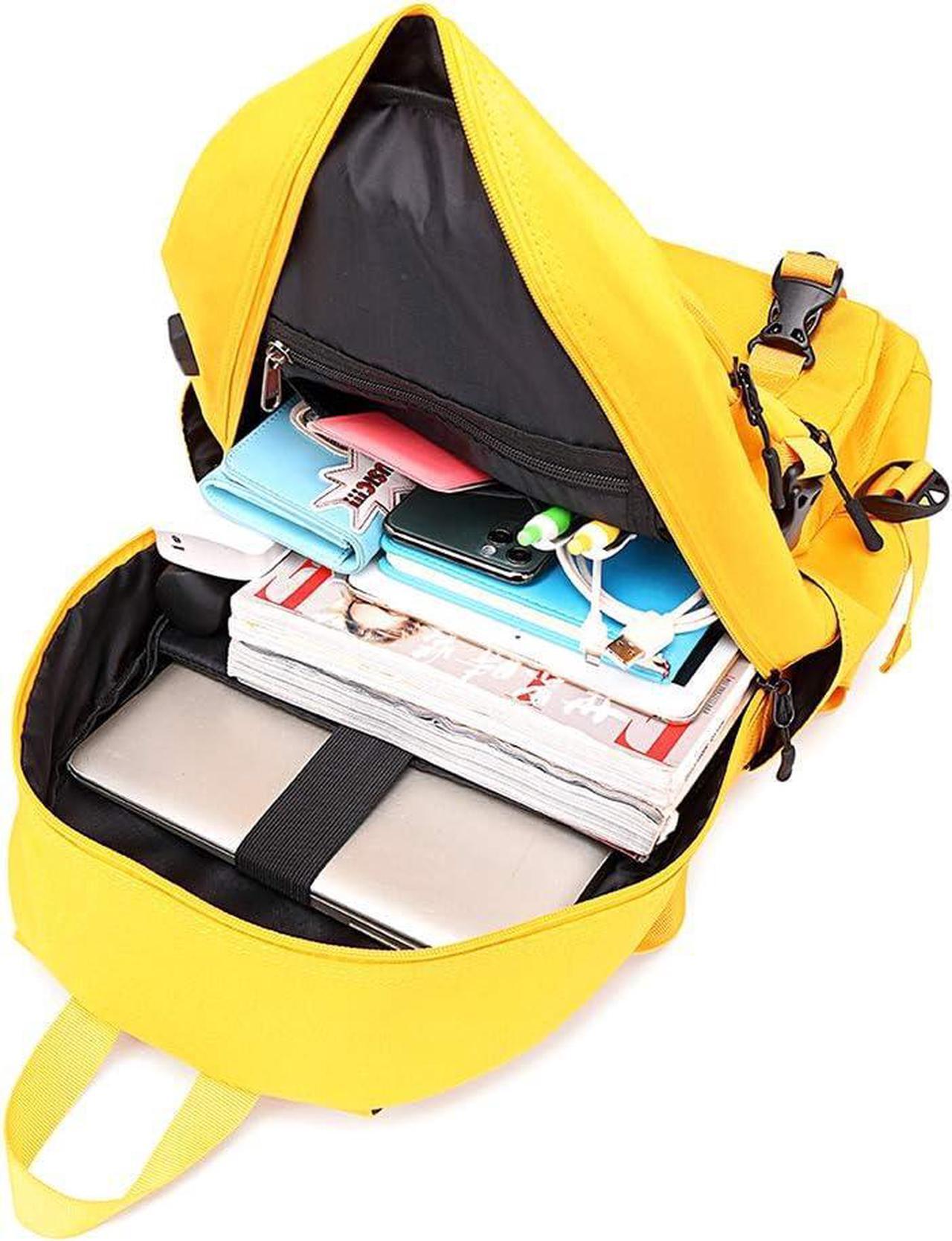 Alt view image 7 of 7 - College Backpack Teen Lightweight School Book Bag with USB Charger Port Casual Daypack (Yellow) for Women Men Youth
