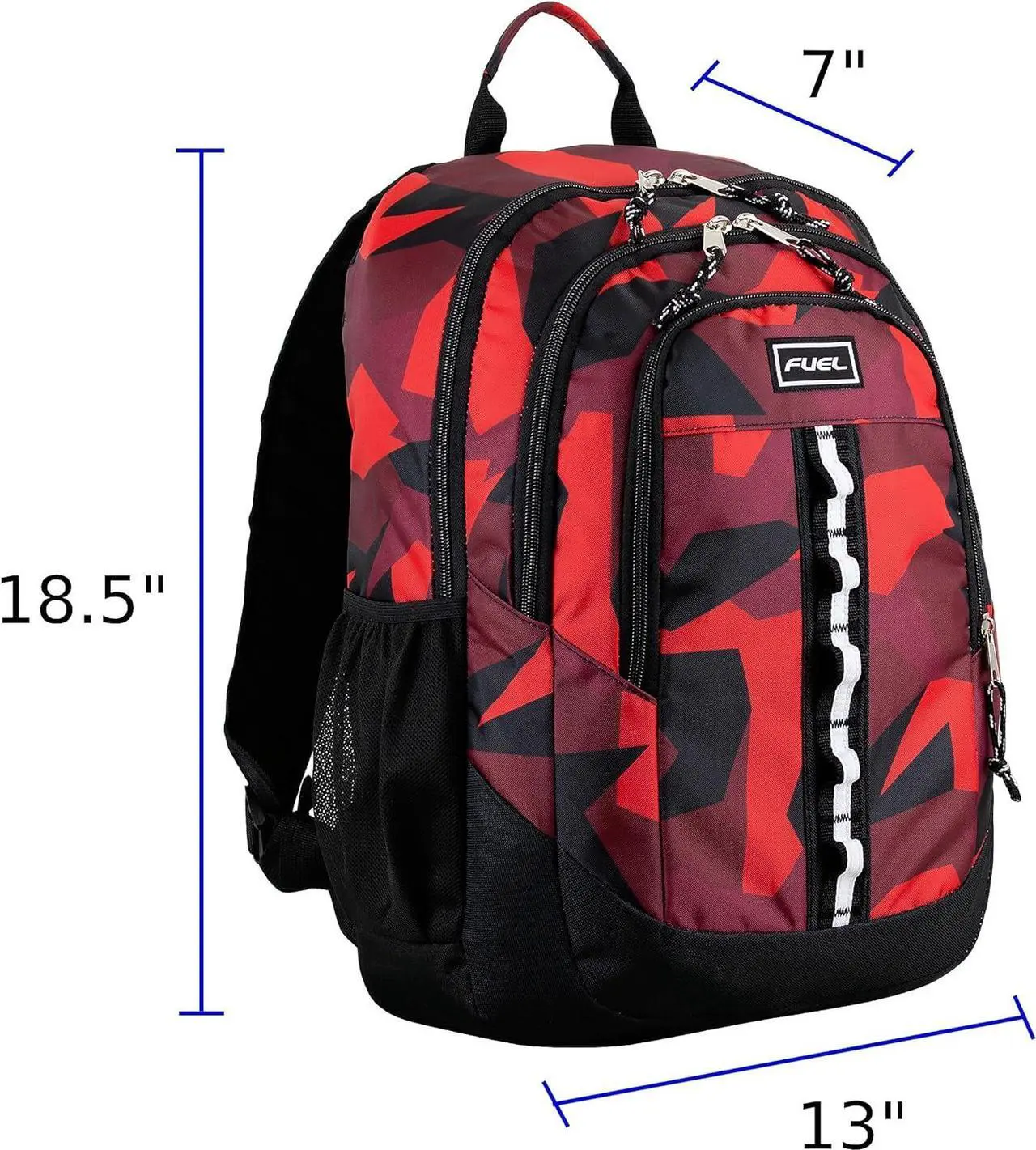 Alt view image 2 of 7 - FUEL Travel Laptop Carry On Backpack Sport Shock Multi Large Compartments for College Bookbag, Hiking, Work, 18.5 x 13 x 7 Inches, Red Camouflage