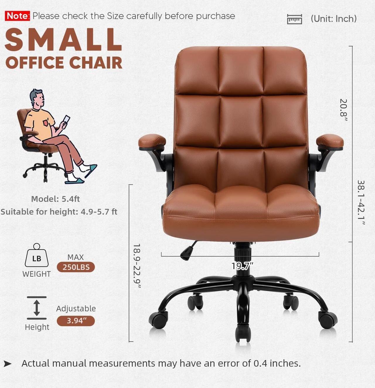 Alt view image 3 of 7 - SEATZONE Home Office Chair Ergonomic Desk Executive Chair Computer Task Chair, Rolling Swivel Chair with Arms,Brown