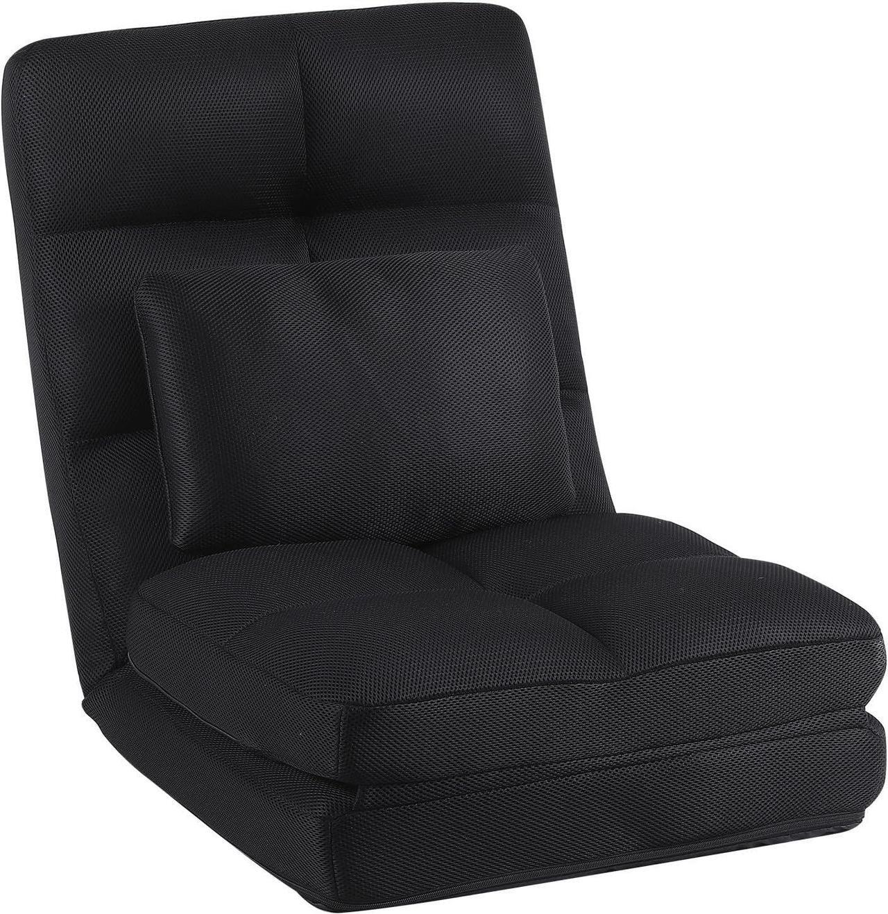 Main image of Floor Chair with Back Support for Adults Adjustable 14 Positions Video Game Chairs Foldable Floor Lounger with Pillow 8823(Black)