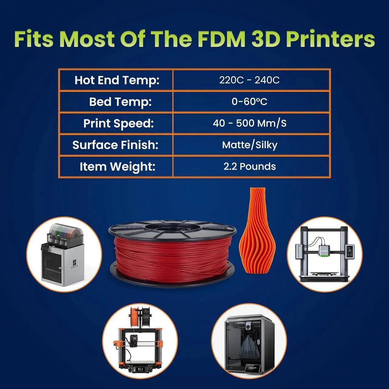 Alt view image 5 of 6 - 3D-Fuel Tough Pro PLA+ Filament for 3D Printing, Made in The USA, 3D Printer Filament, Dimensional Accuracy +/- 0.02 mm, 1.75 mm, 1 kg Spool, Iron Red