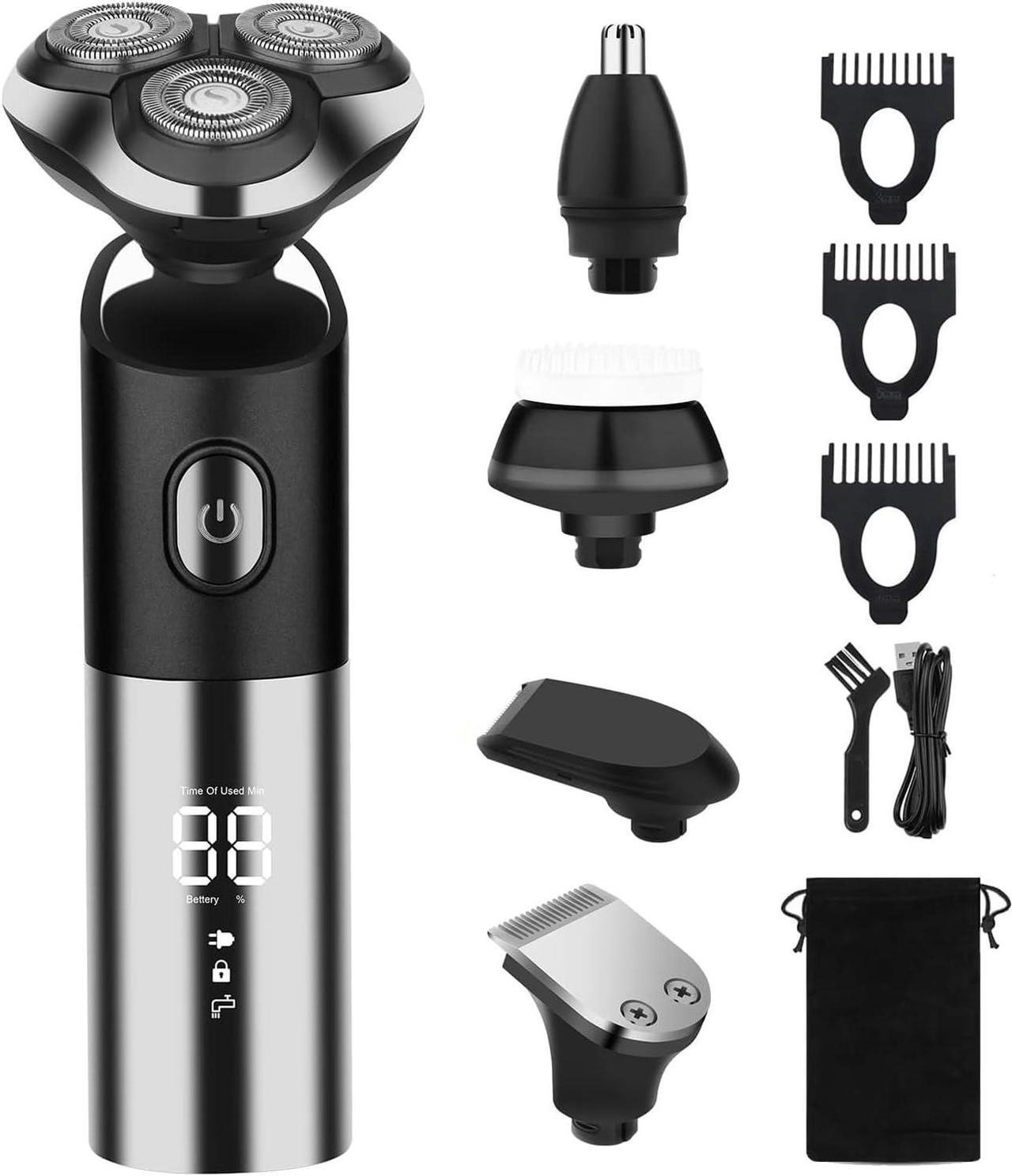 Main image of Electric Shaver for Men, Cordless Rechargeable Rotary Shaver, IPX6 Waterproof Wet & Dry Electric Razor with Led Display