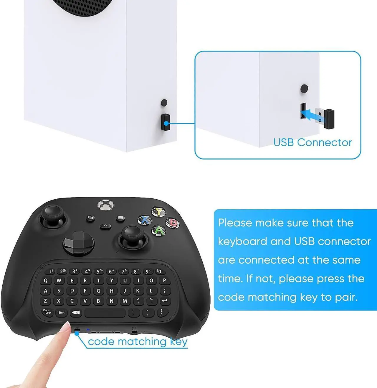 Alt view image 7 of 7 - Keyboard for Xbox Series X/S, One/One X/S, Elite One/2 Controller, Wireless Gaming Chatpad Message Keypad with USB Receiver, Audio/Headset Jack Accessories for Xbox (Controller Not Included), Black