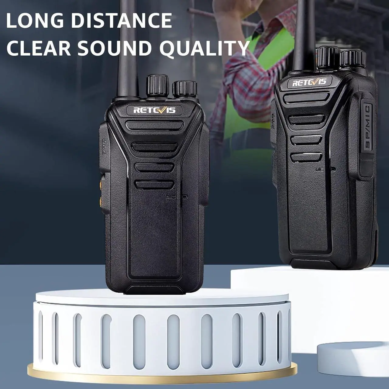 Alt view image 2 of 7 - Retevis RT27 Walkie Talkies,Two Way Radio with Shoulder Speaker Mic,2 Way Radios Long Range,USB Charging Base,Local Alarm,Walkie Talkie for Adults Construction Site School Security(5 Pack)