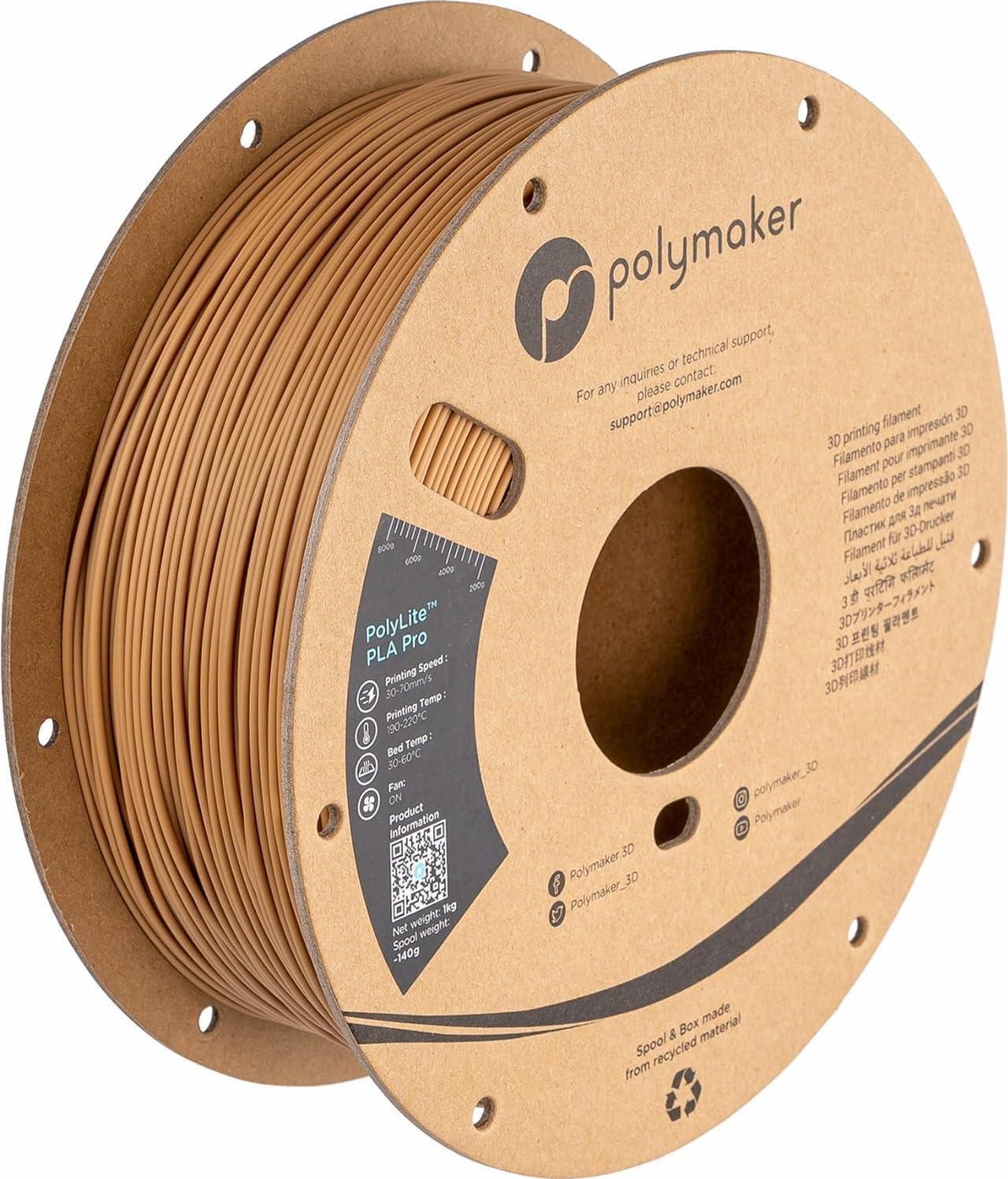 Main image of Polymaker PLA PRO Filament 1.75mm Army Beige, Powerful PLA 3D Printer Filament 1kg - PolyLite 1.75 PLA Filament PRO Tough & High Rigidity 3D Printing Filament Army Beige