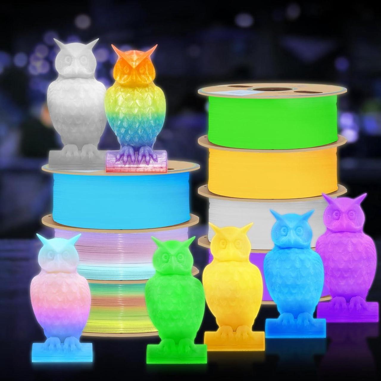 Alt view image 5 of 6 - YOUSU 3D Printer Filament Bundle, Glow in The Dark Filament Multicolor, Green, Blue, Purple and Rainbow, PLA Filament 1.75 mm, Dimensional Accuracy +/- 0.03 mm, 250g X 4 Pack