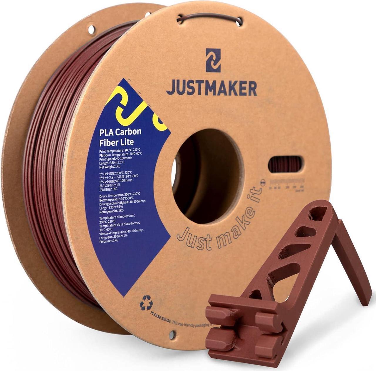 Main image of PLA Carbon Fiber Lite 3D Printer Filament, Upgrade Strength Matte Filament, Upgrade Cardboard Spool, Dimensional Accuracy +/-0.03mm, 1.75mm, 1 kg (2.2 lbs), Wine Red