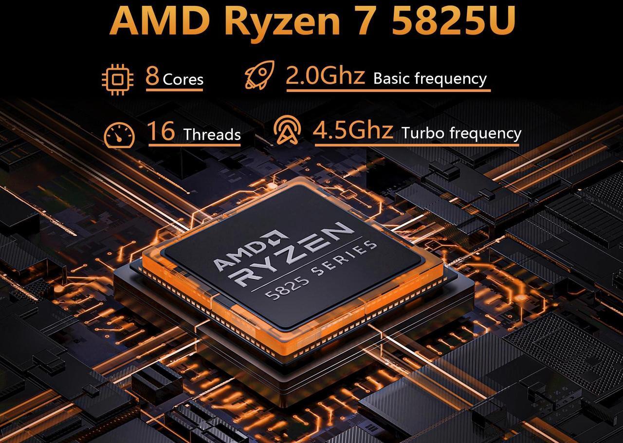 Alt view image 2 of 7 - KurieTim Gaming Laptop AMD Ryzen 7 5825U(2.0-4.5GHz), 15.6" FHD Display, 16GB DDR4 RAM 512GB SSD Laptop Computer with Backlit KB, Fingerprint Unlock, Webcam Switch