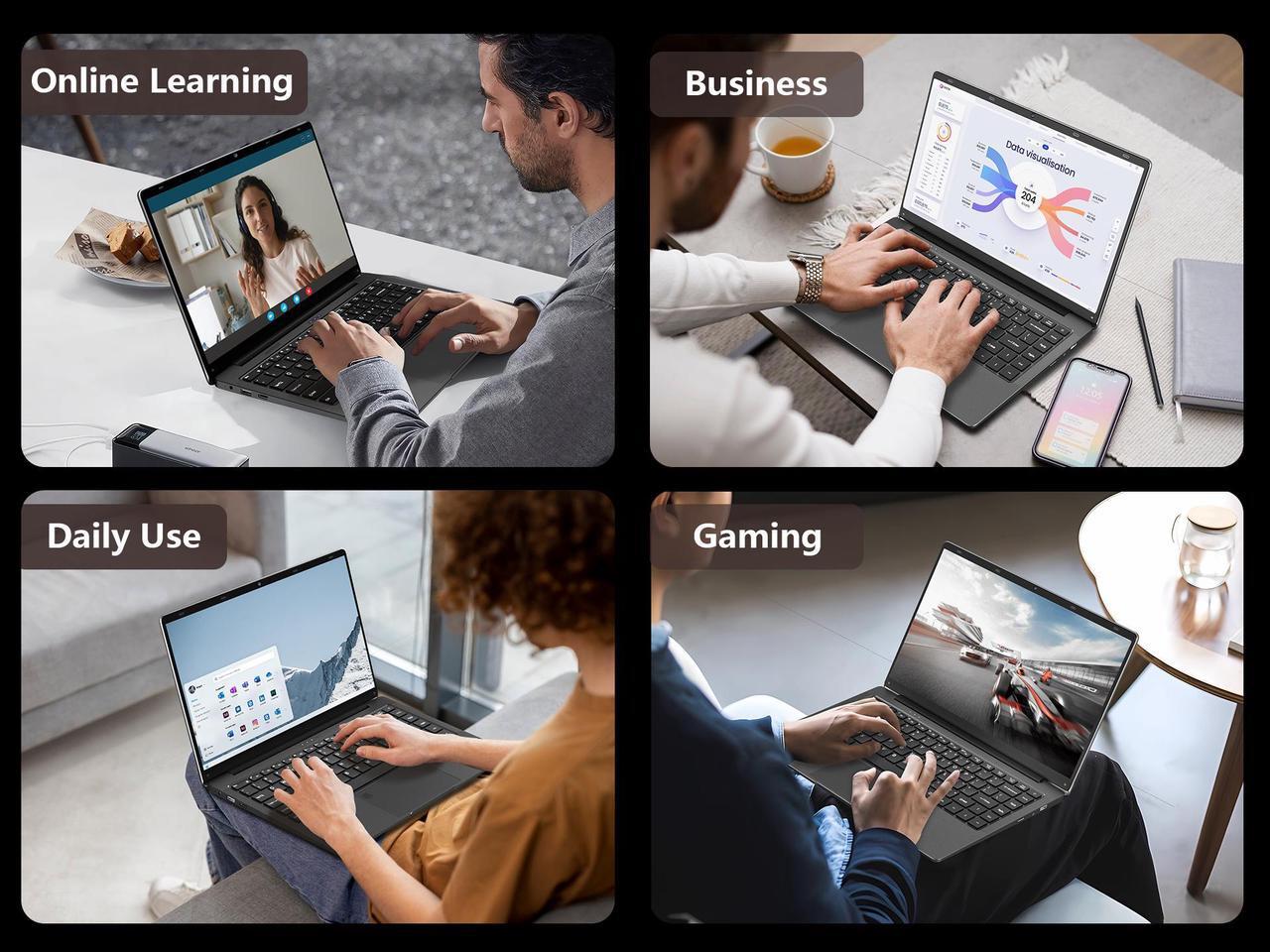 Alt view image 5 of 7 - KurieTim Gaming Laptop AMD Ryzen 7 5825U(2.0-4.5GHz), 15.6" FHD Display, 16GB DDR4 RAM 512GB SSD Laptop Computer with Backlit KB, Fingerprint Unlock, Webcam Switch