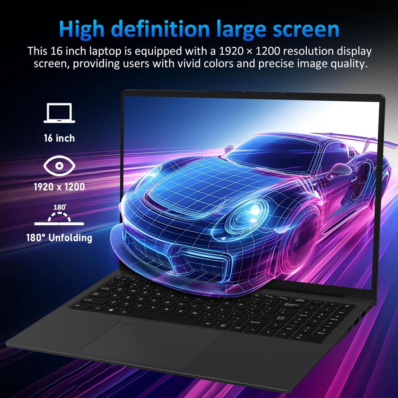 Alt view image 4 of 6 - KurieTim Business and Student Laptop, 16" IPS 1920*1200 Display Screen, AMD Ryzen 3250U(2C/4T, Up to 3.5GHz) , 16GB RAM, 1TB SSD, Windows 11 Pro Laptop Computer, Fingerprint Unlock, Backlit Keyboard