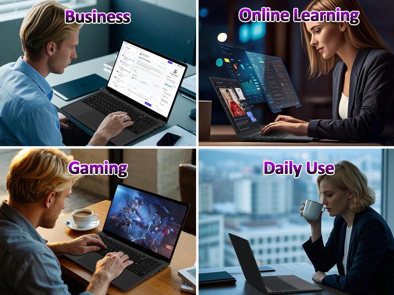 Alt view image 7 of 7 - KurieTim Laptop Computer with Intel N150 Quad-Core Processor(Up to 3.60 GHz), 32GB RAM 1TB SSD, 15.6" FHD IPS Display, Long Battery Life, Windows 11 Laptops for Business Student Light Gaming
