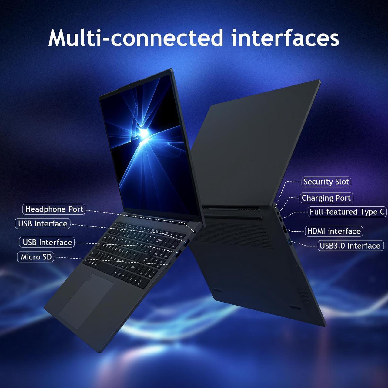 Alt view image 6 of 6 - KurieTim Business and Student Laptop, 16" IPS 1920*1200 Display Screen, AMD Ryzen 3250U(2C/4T, Up to 3.5GHz) , 16GB RAM, 1TB SSD, Windows 11 Pro Laptop Computer, Fingerprint Unlock, Backlit Keyboard