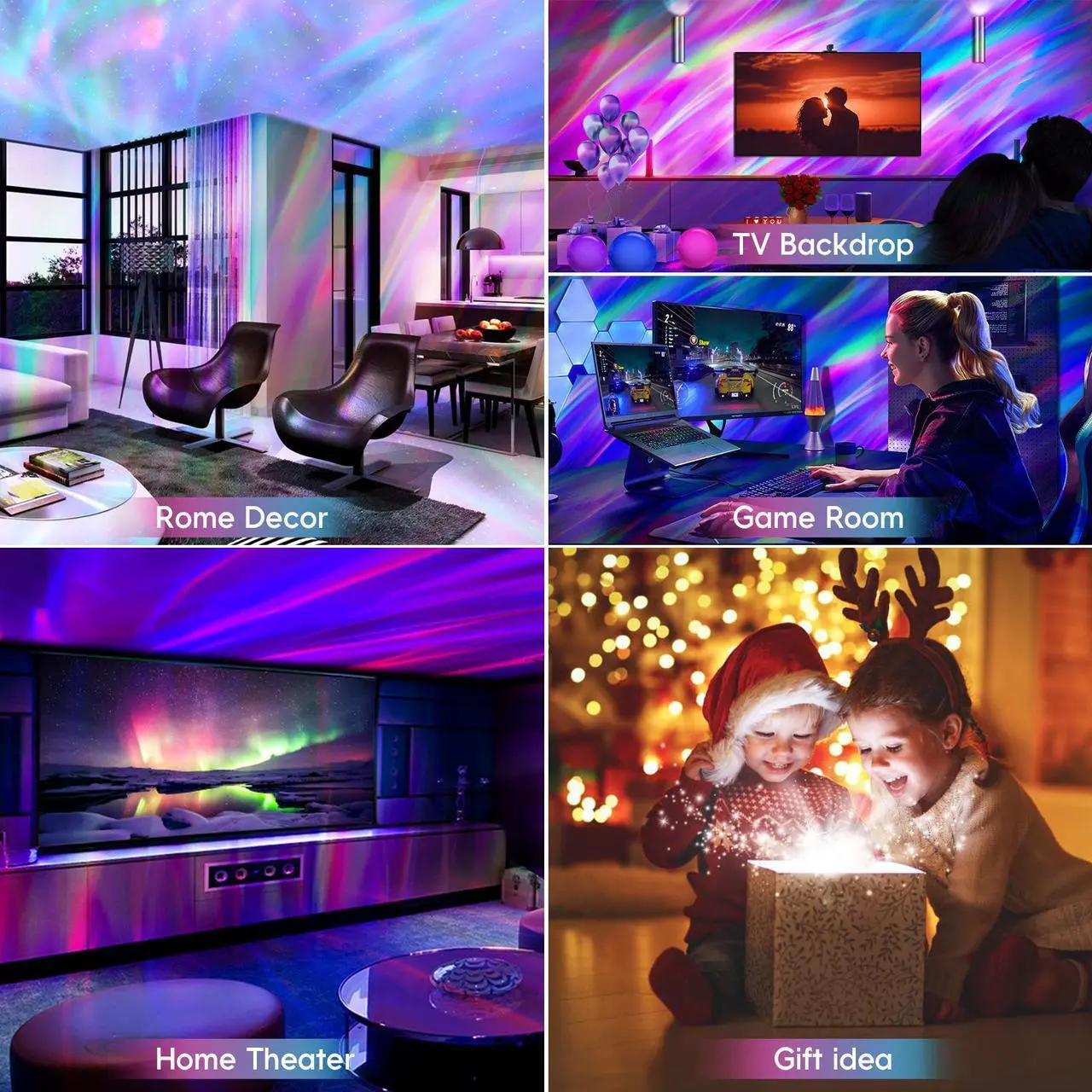 Alt view image 6 of 7 - SUMKEA Aurora Light Projector, Space-man with Moon Base, White