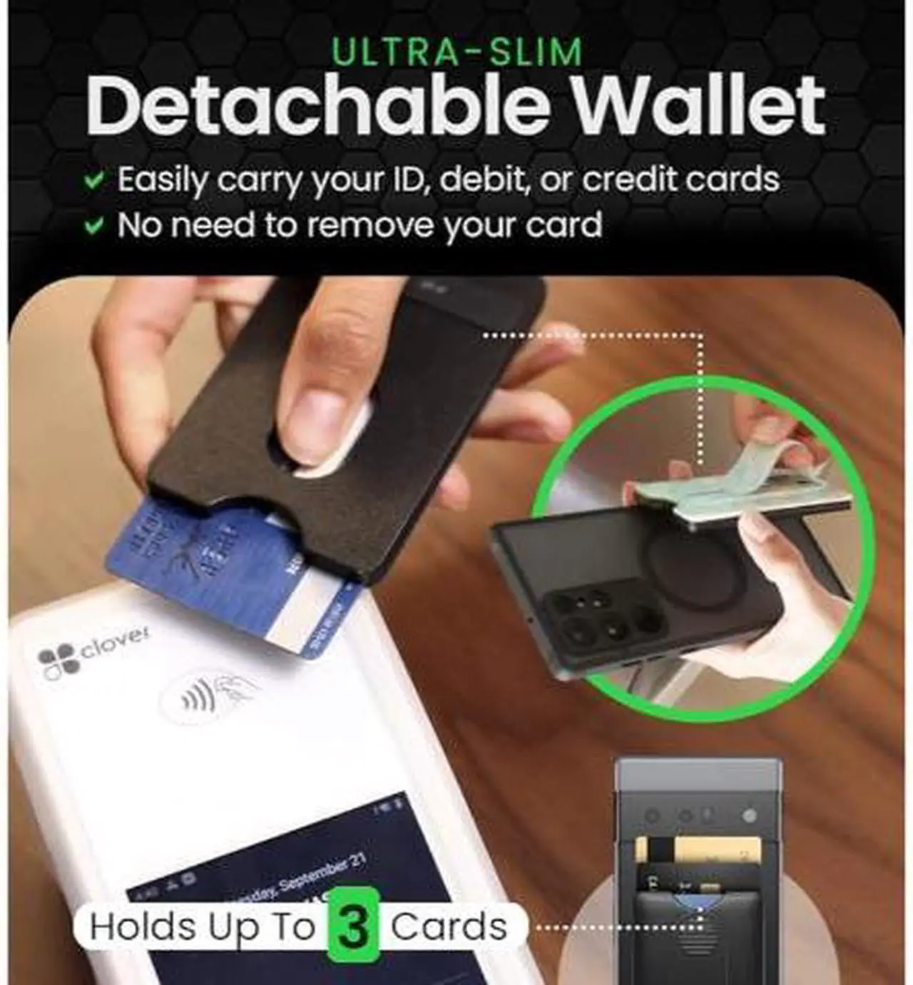 Alt view image 5 of 5 - WalleyGrip 2.0 All-In-One Magnetic Phone Wallet, Comfortable Finger Loop Grip & Kickstand Detachable MagSafe RFID Card Holder Mount | Holds 3 Cards | Safe Hands-Free Payments Dreamscape