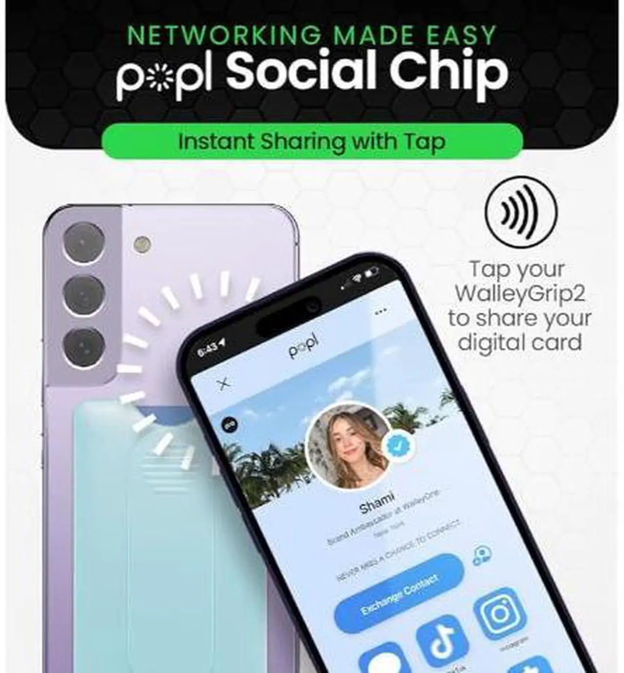 Alt view image 6 of 5 - WalleyGrip 2.0 All-In-One Magnetic Phone Wallet, Comfortable Finger Loop Grip & Kickstand (Popl NFC Chip) Detachable MagSafe RFID Card Holder Mount | Holds 3 Cards | Safe Hands-Free Payments Tan