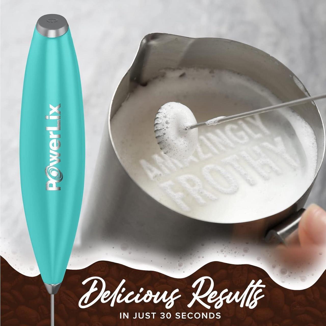 Alt view image 2 of 6 - PowerLix Milk Frother No Stand Handheld Battery Operated Electric Foam Maker For Coffee, Latte, Cappuccino, Hot Chocolate, Durable Mini Drink Mixer With Stainless Steel Whisk