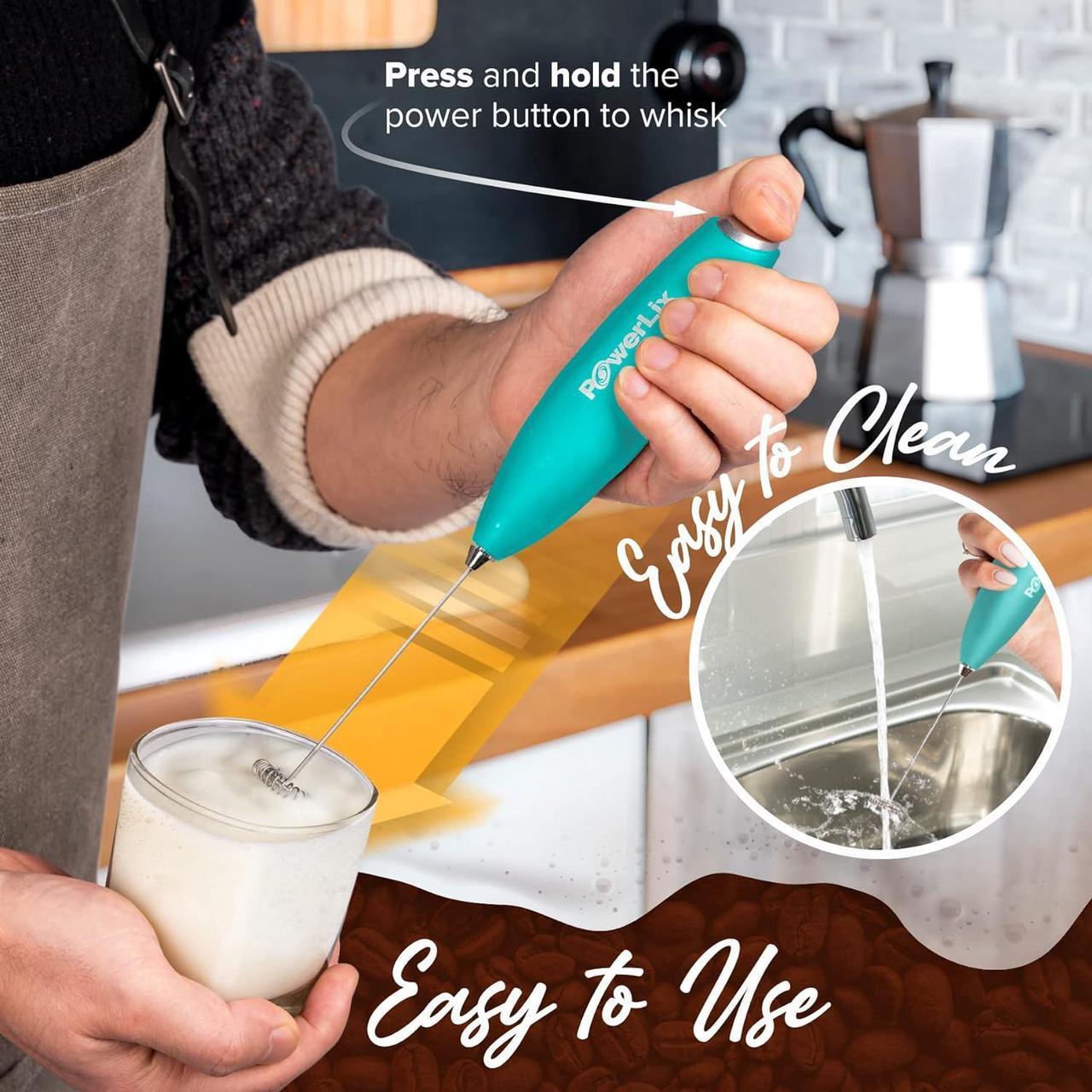 Alt view image 4 of 6 - PowerLix Milk Frother No Stand Handheld Battery Operated Electric Foam Maker For Coffee, Latte, Cappuccino, Hot Chocolate, Durable Mini Drink Mixer With Stainless Steel Whisk