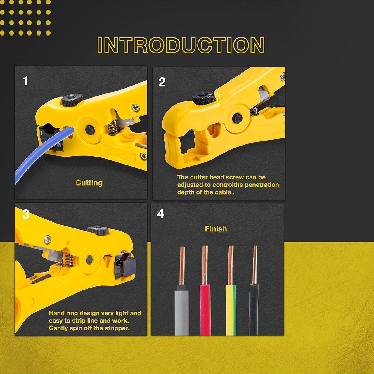 Alt view image 6 of 7 - KOTTO Coax Cable Crimper Kit, Compression Tool Coax Adjustable RG6 RG59 RG11 75-5 75-7 Coaxial Cable Stripper with 20 PCS F Compression Connectors