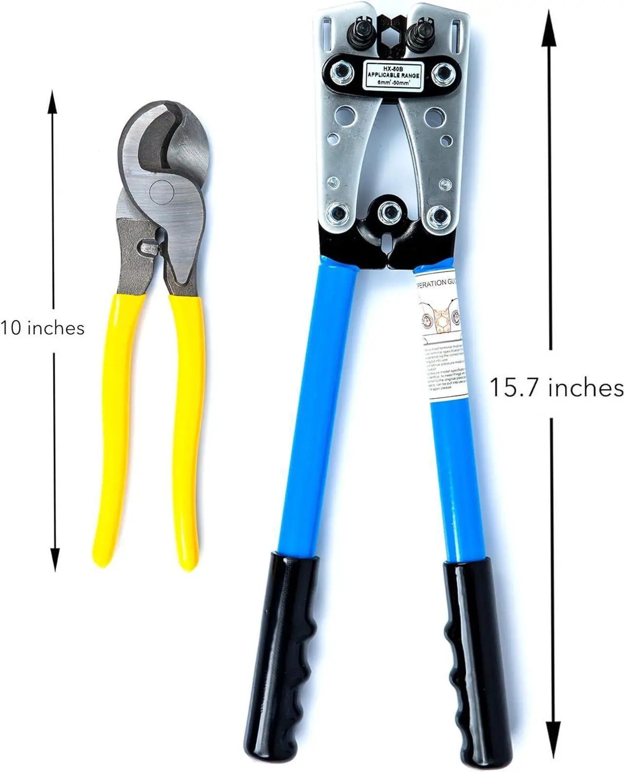 Alt view image 4 of 6 - KOTTO Battery Cable Lug Crimper Tool 6-50mm², Wire Crimping Tool, Pliers for Crimping Wire Cable with Cable Cutter for 10,8,6,4,2 and 1/0 AWG Wire Cable Cutting and Crimper with Storage Bag