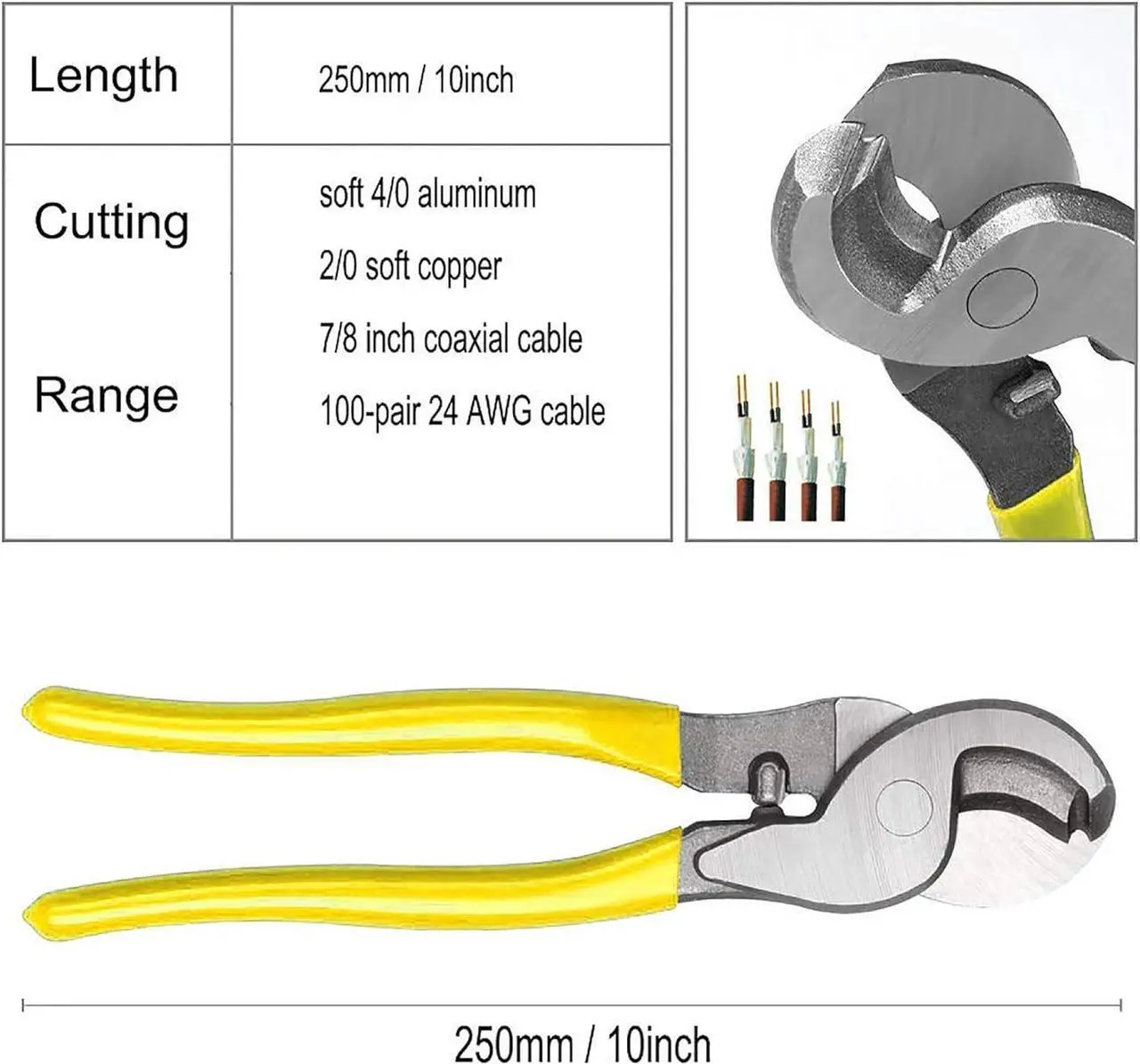 Alt view image 5 of 6 - KOTTO Battery Cable Lug Crimper Tool 6-50mm², Wire Crimping Tool, Pliers for Crimping Wire Cable with Cable Cutter for 10,8,6,4,2 and 1/0 AWG Wire Cable Cutting and Crimper with Storage Bag